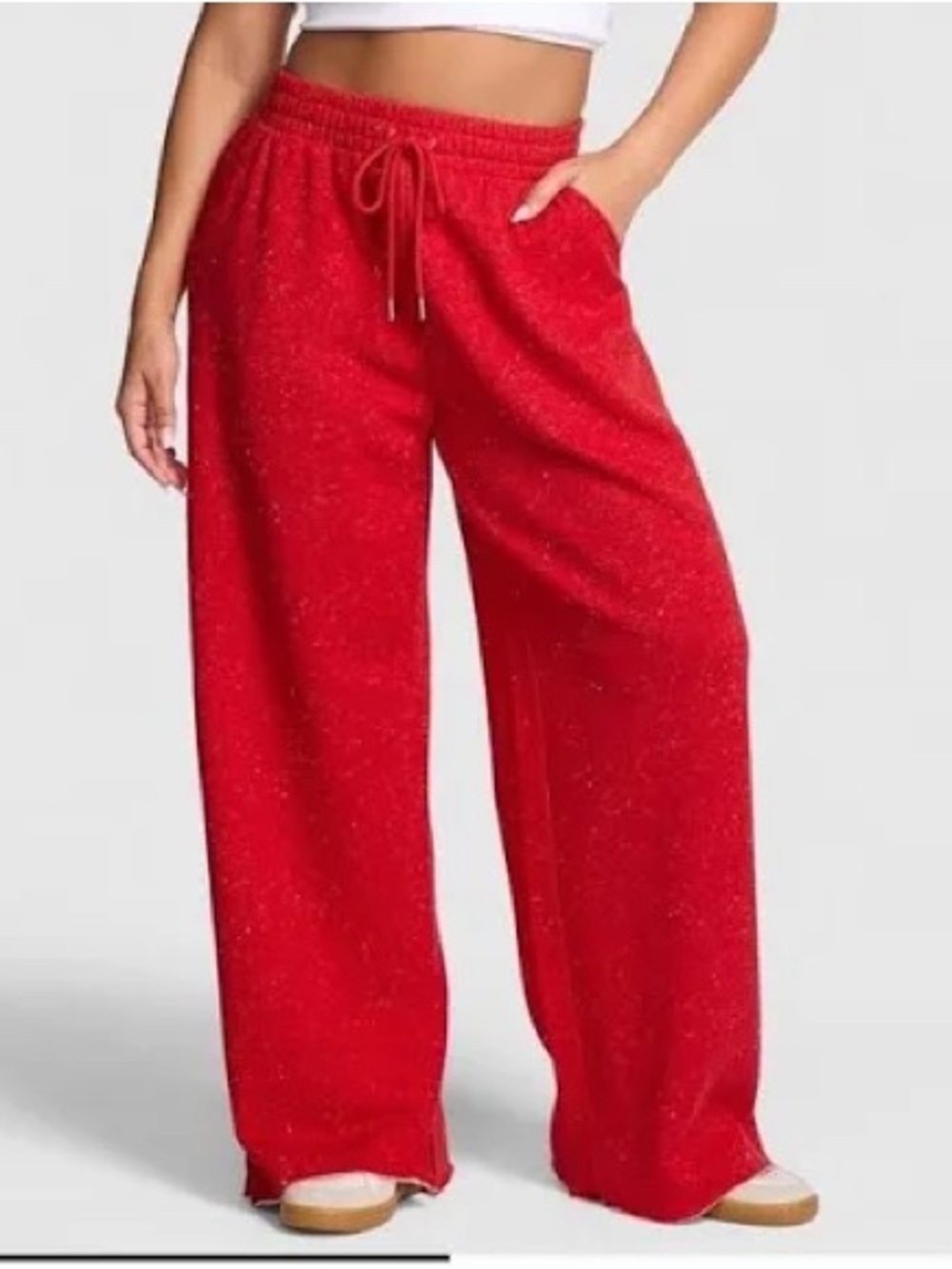 PINK Victoria's Secret Red Wide-Leg Drawstring Lounge Pants